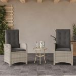 VIDAXL Chaises inclinables jardin lot de 2 et coussins resine tressee