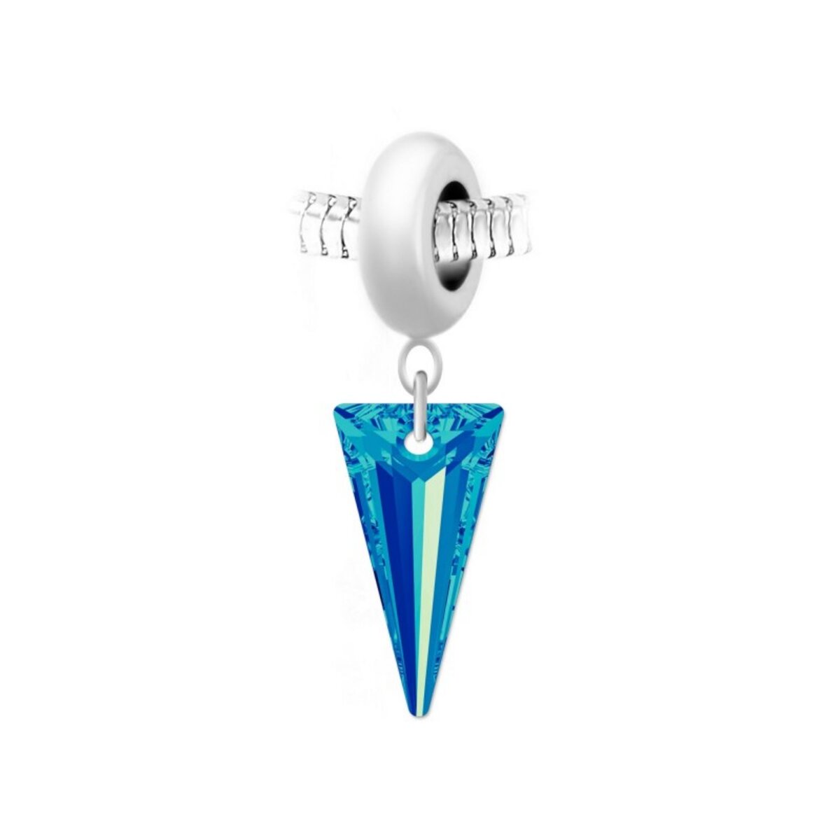 SC CRYSTAL Charm perle SC Crystal en acier avec pendentif triangle orné de Cristaux scintillants