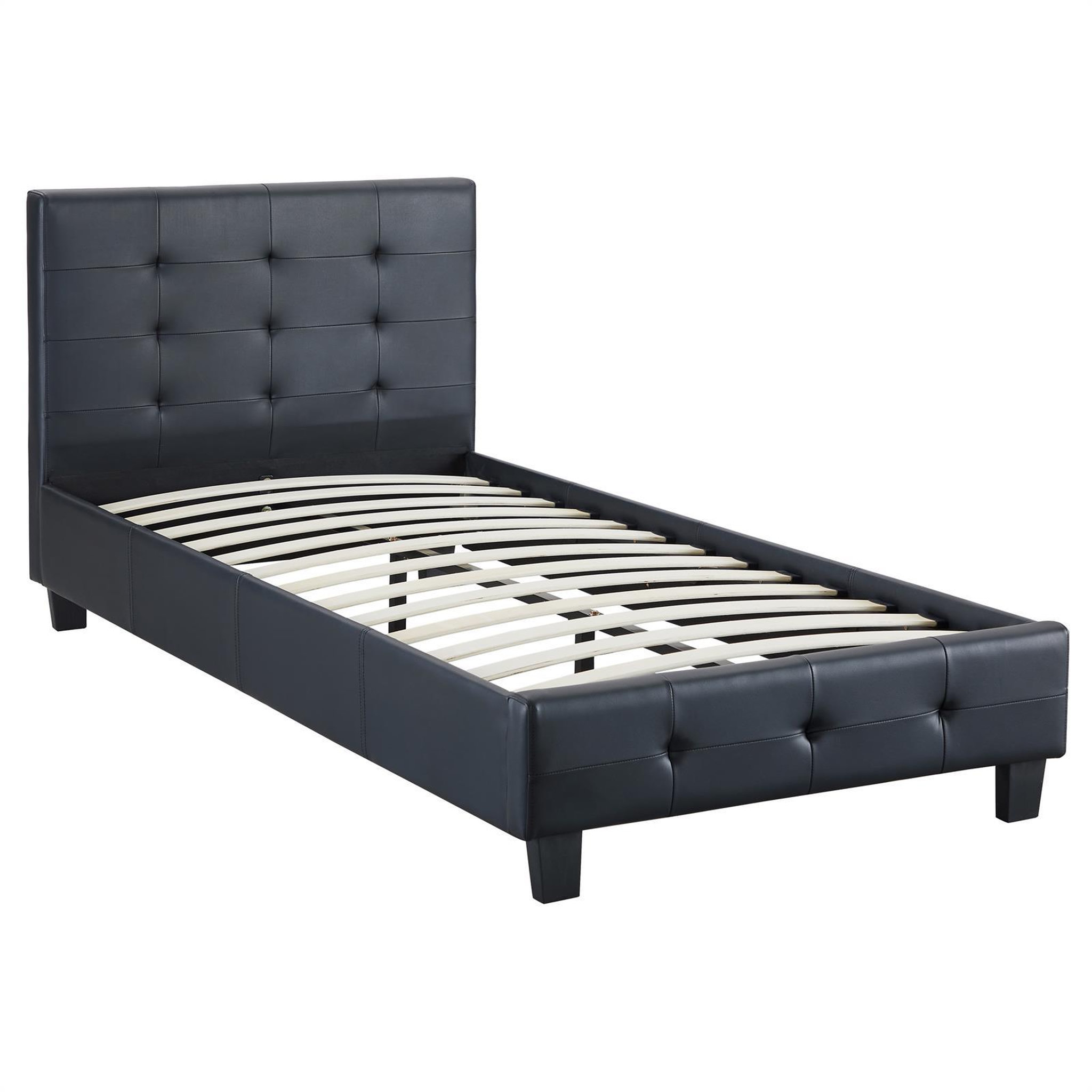 Voir la diapositive 3 : IDIMEX Lit simple REVE, 90 x 190 cm, capitonné avec sommier, revêtement synthétique