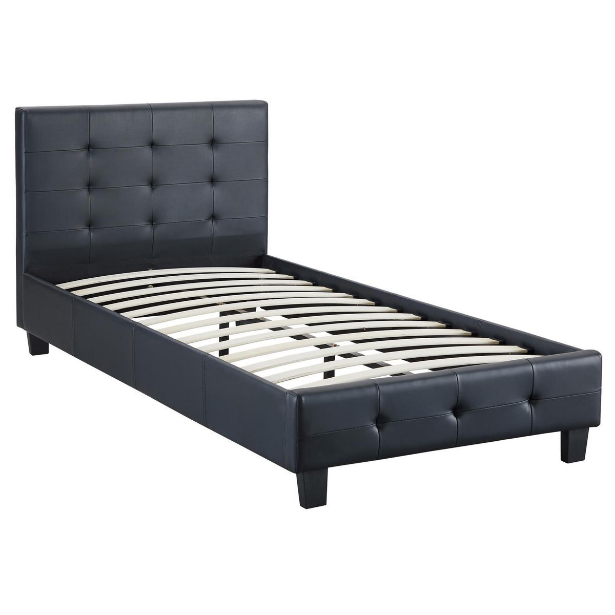 IDIMEX Lit simple REVE, 90 x 190 cm, capitonné avec sommier, revêtement synthétique