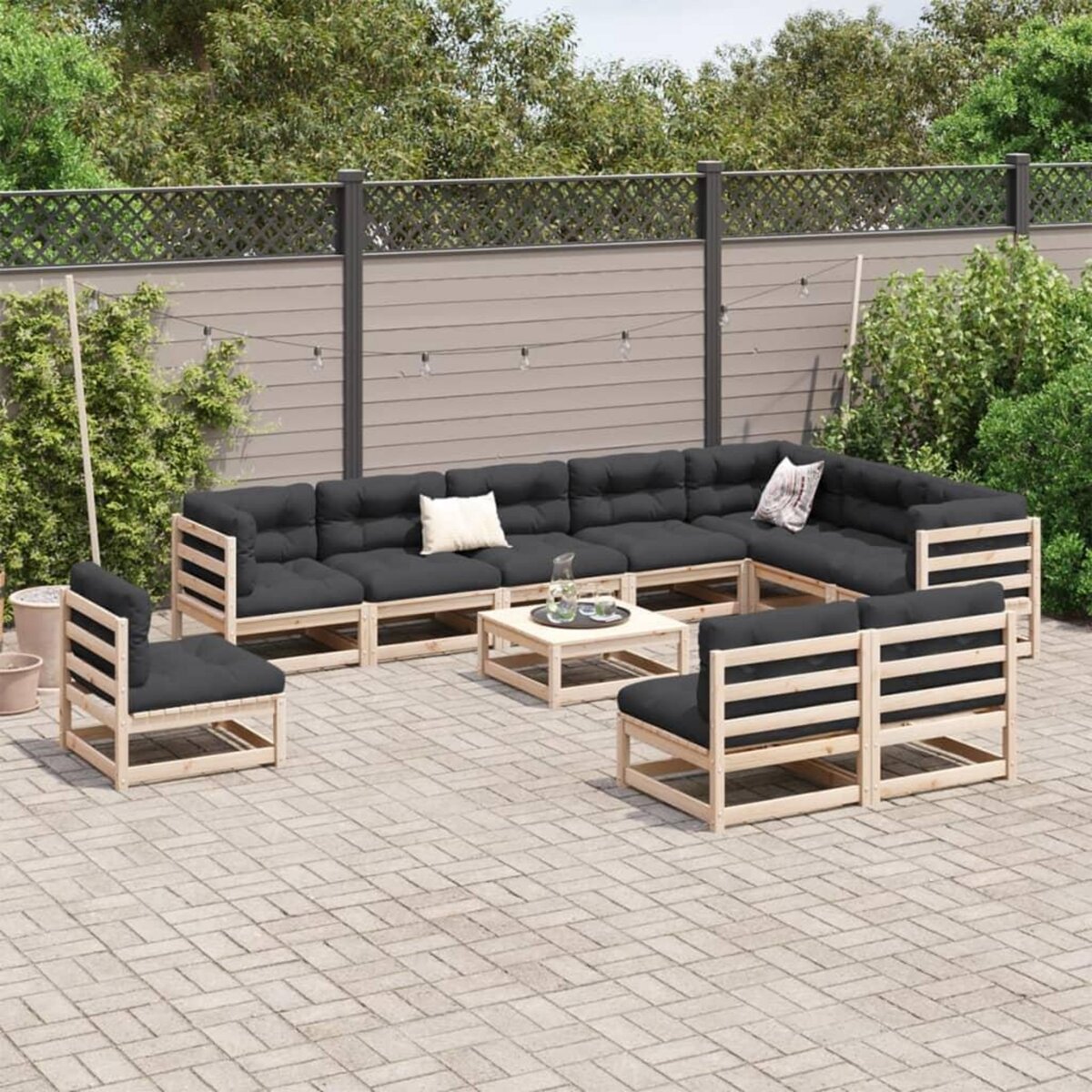 VIDAXL Salon de jardin 11 pcs bois de pin massif