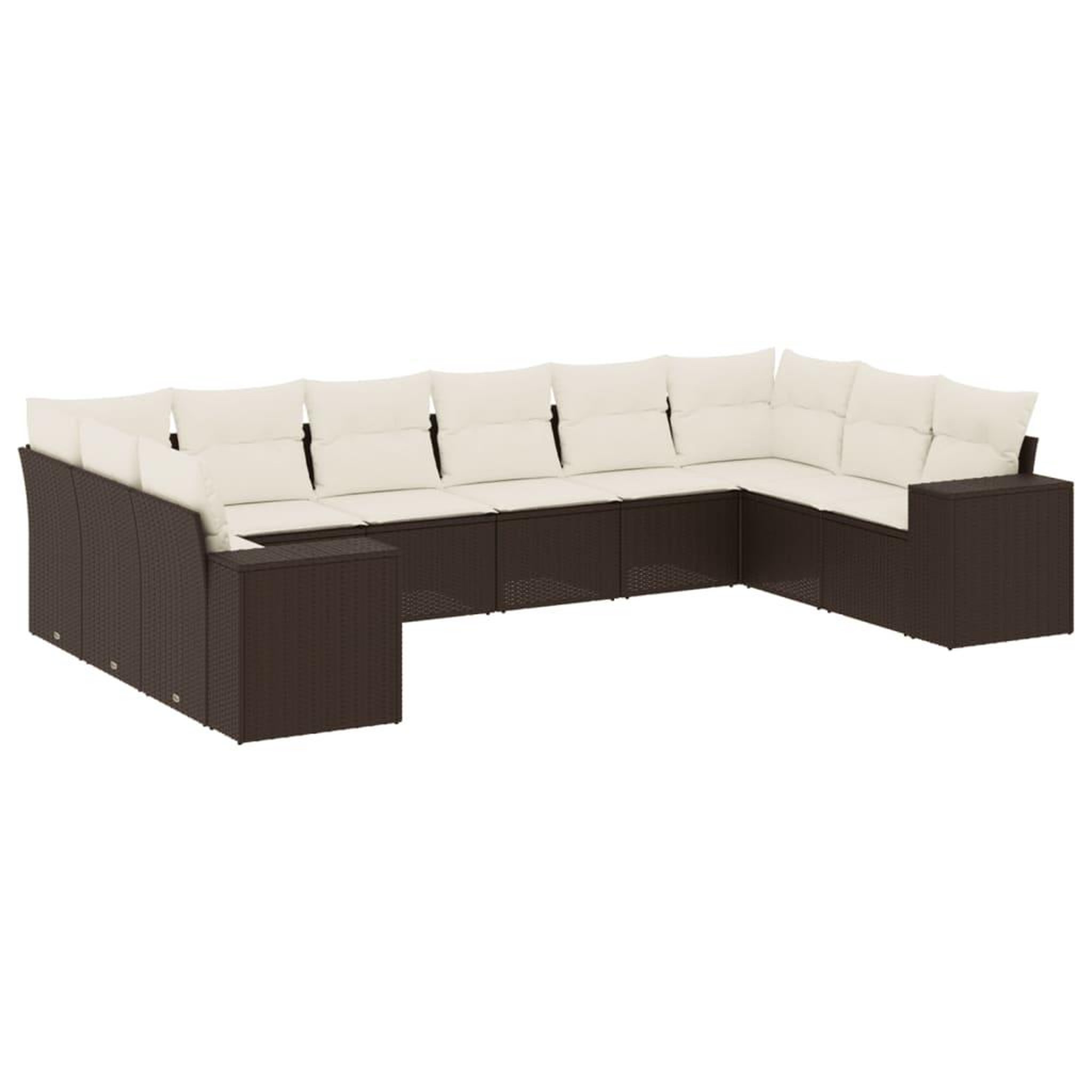 Voir la diapositive 2 : VIDAXL Salon de jardin 10 pcs avec coussins marron resine tressee