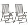 Voir la diapositive 2 : VIDAXL Chaises inclinables de jardin lot de 2 et coussins Bois acacia