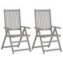 Voir la diapositive 2 : VIDAXL Chaises inclinables de jardin lot de 2 et coussins Bois acacia