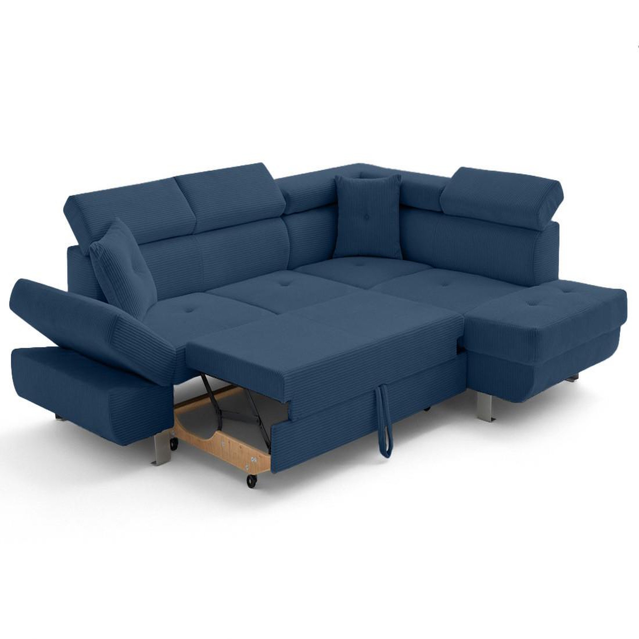 Voir la diapositive 3 : BEST MOBILIER Lisbona - canapé d'angle droit 5 places convertible avec têtières en velours côtelé