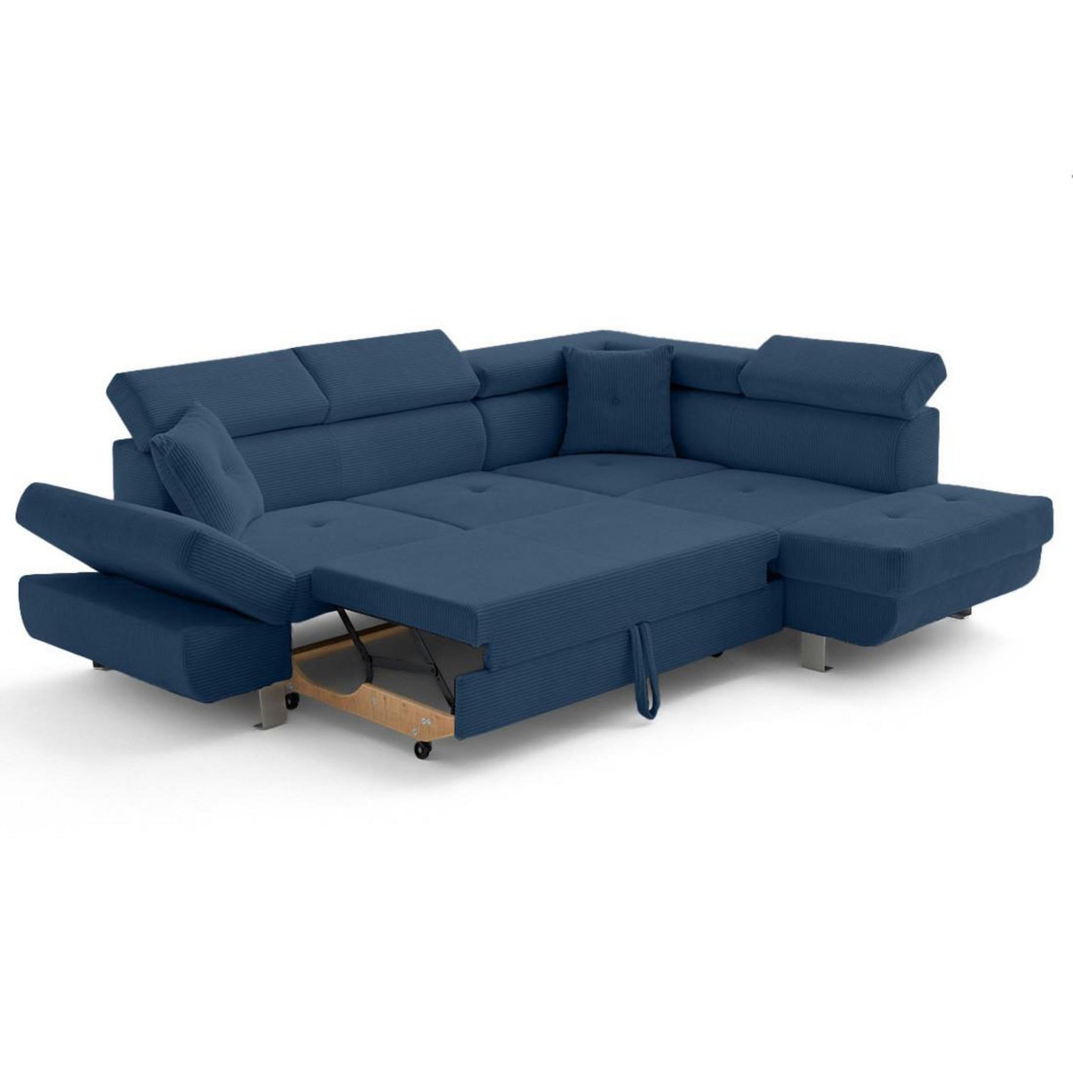 BEST MOBILIER Lisbona - canapé d'angle droit 5 places convertible avec têtières en velours côtelé