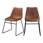 MAISON PAVANE Lot de 2 chaises en cuir synthétique marron-Gaspard