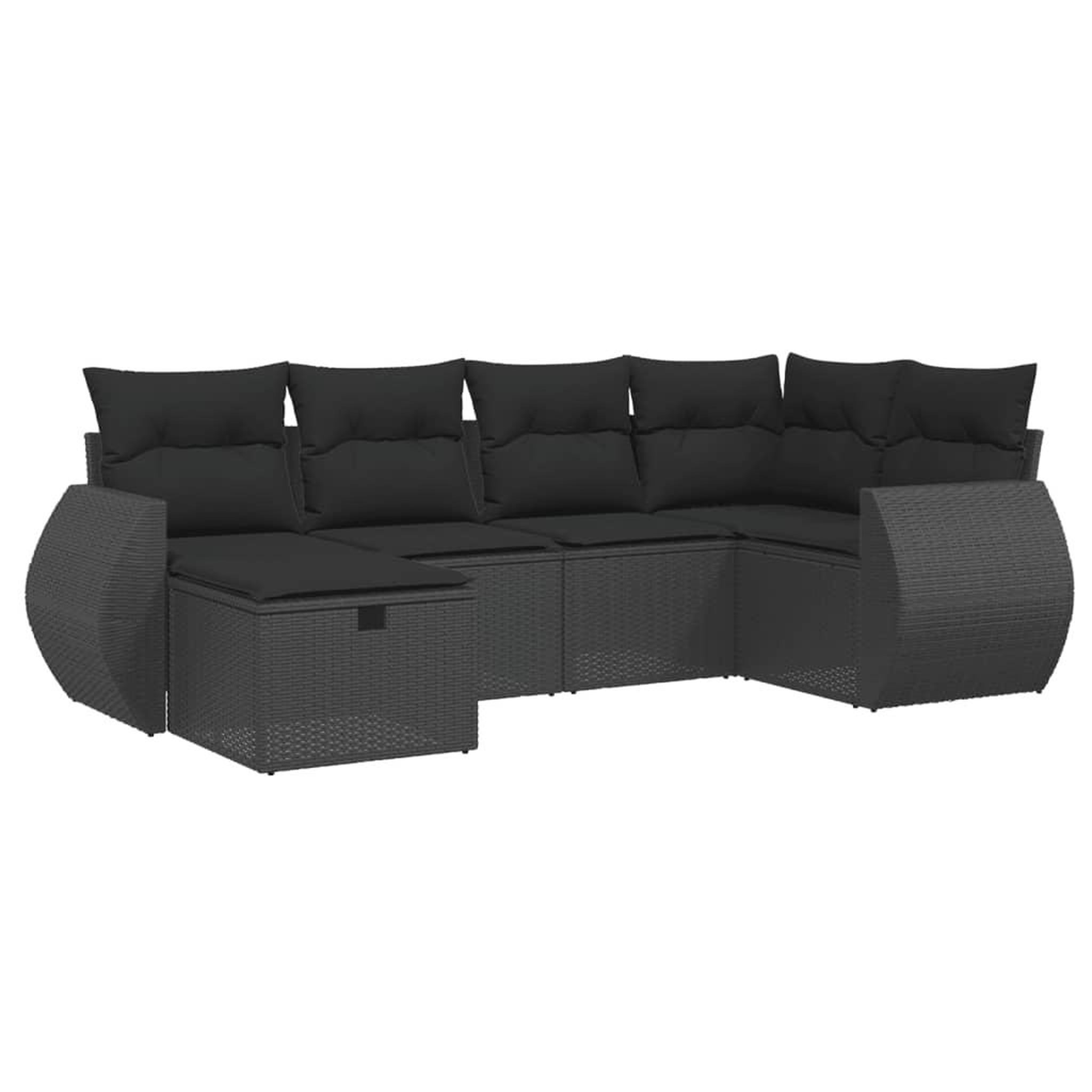 Voir la diapositive 2 : VIDAXL Salon de jardin 6 pcs avec coussins noir resine tressee
