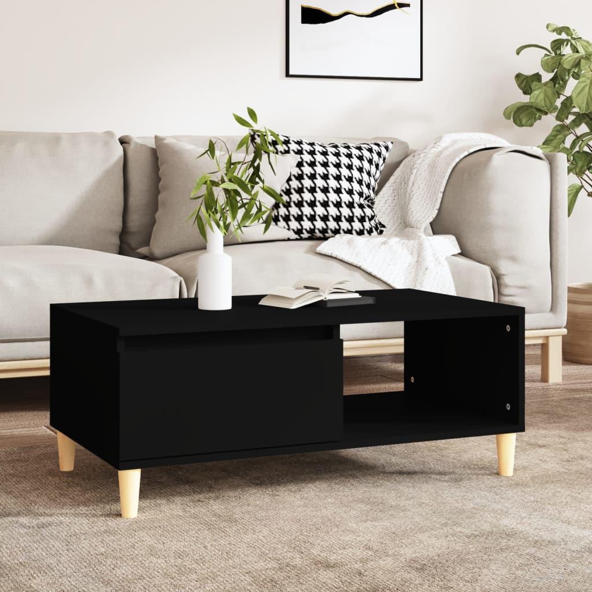 Voir la diapositive 1 : VIDAXL Table basse Noir 90x50x36,5 cm Bois d'ingenierie