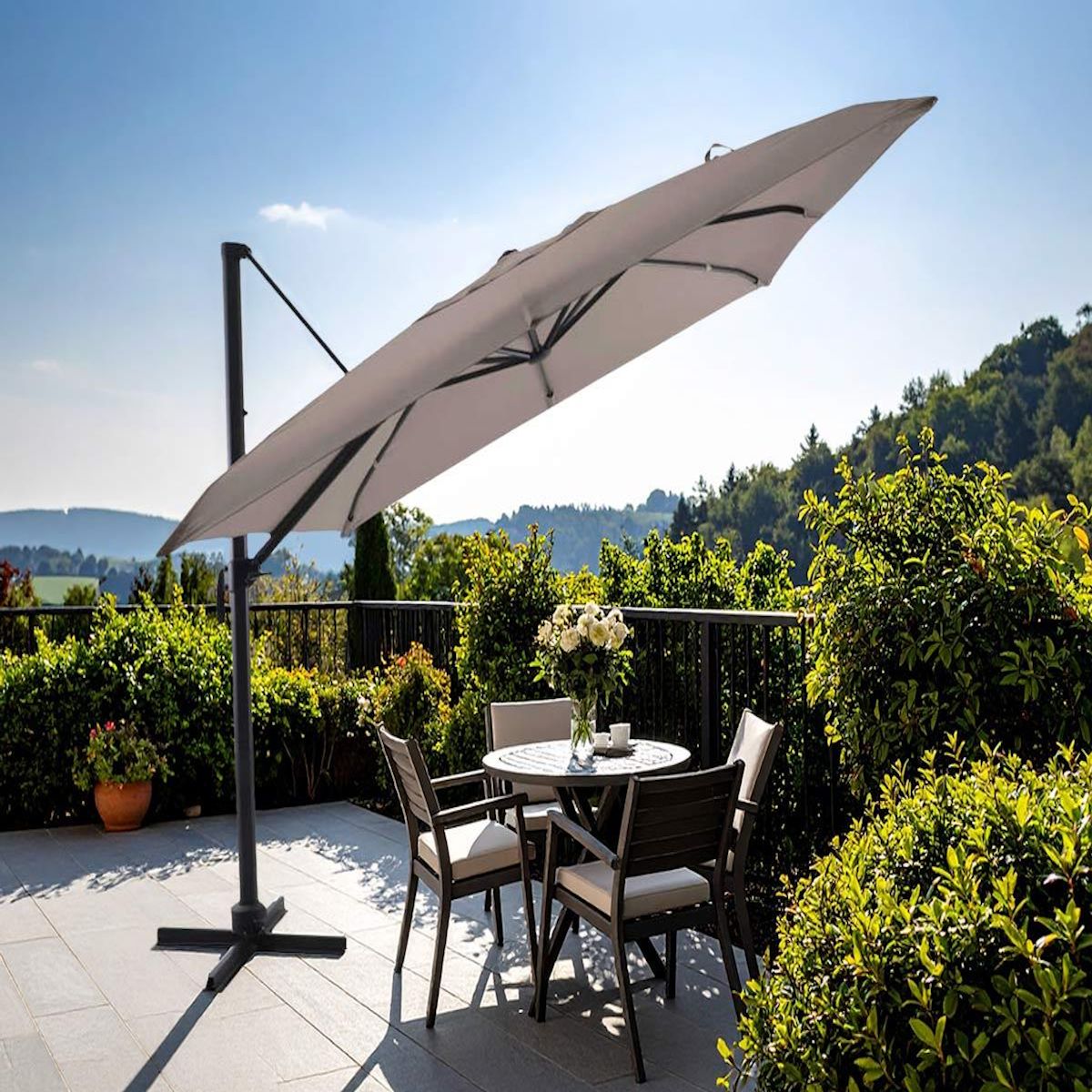 JARDIDECO Parasol déportée 3 x 3 m inclinable 5 positions Taupe - Jardideco