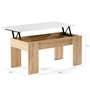 Voir la diapositive 5 : ID MARKET Table basse plateau relevable rectangulaire TARA bois imitation hêtre et blanc