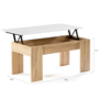 Voir la diapositive 5 : ID MARKET Table basse plateau relevable rectangulaire TARA bois imitation hêtre et blanc