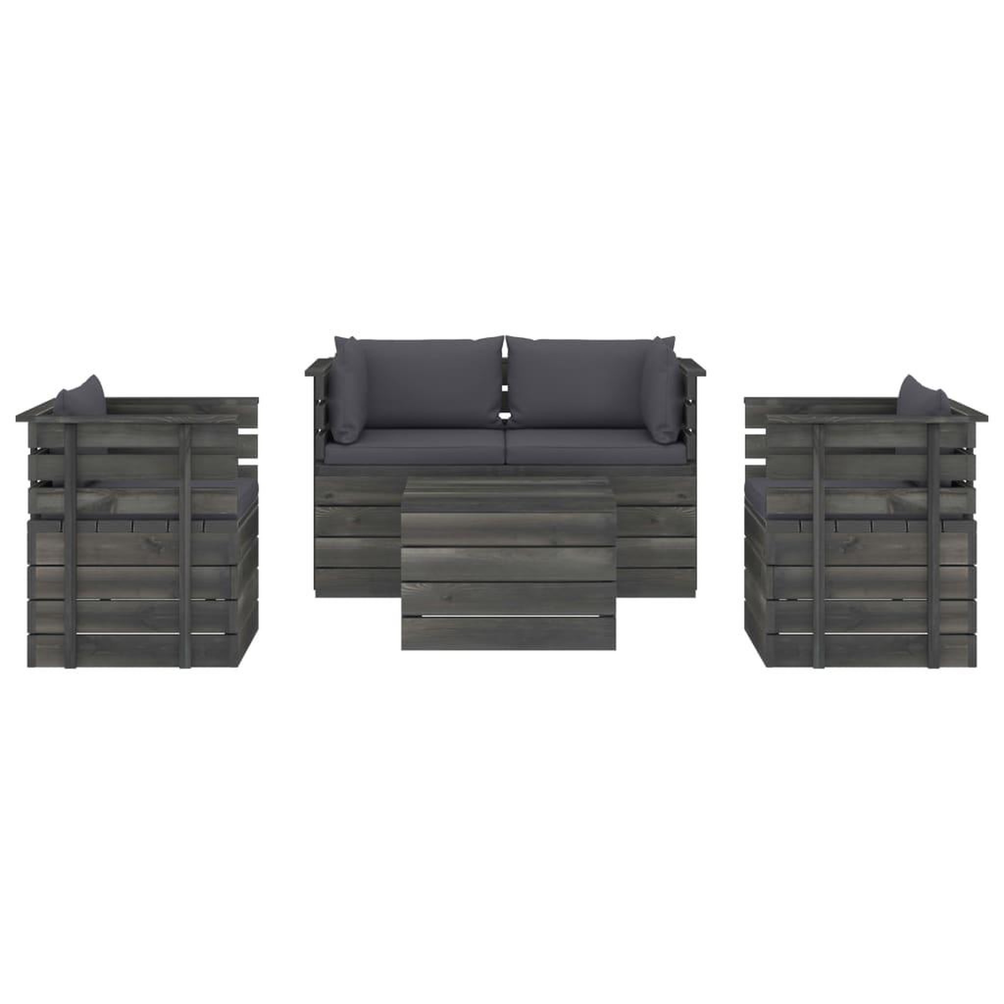 Voir la diapositive 3 : VIDAXL Salon palette de jardin 5 pcs avec coussins Bois de pin massif