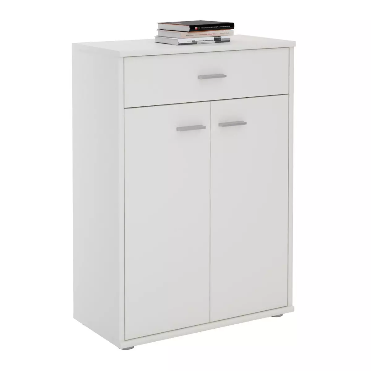 IDIMEX Buffet CALAIS, commode meuble de rangement avec 1 tiroir et 2 portes, en mélaminé blanc mat
