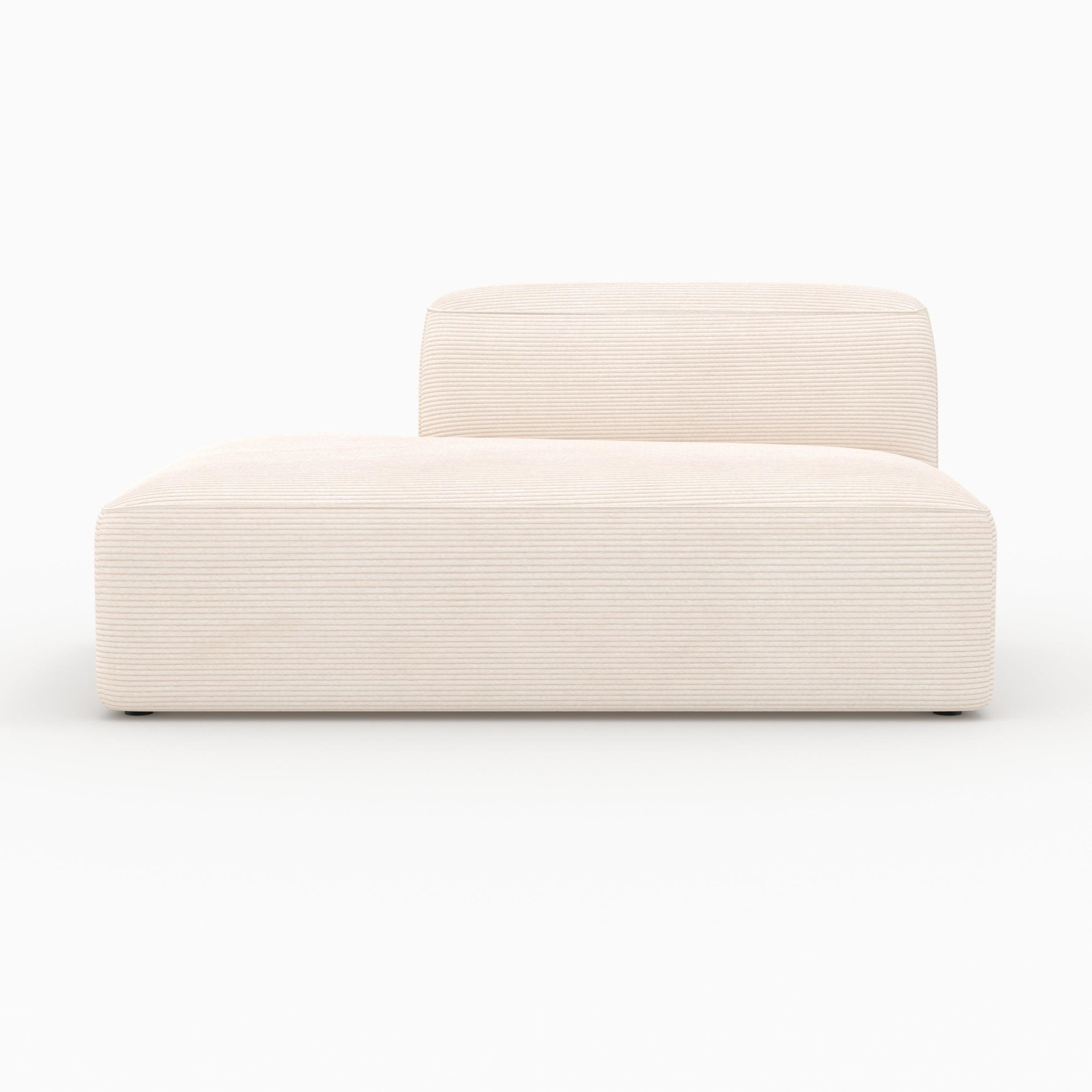 Voir la diapositive 2 : MAISON PAVANE Méridienne dossier à droite pour canapé modulable en velours blanc-mina