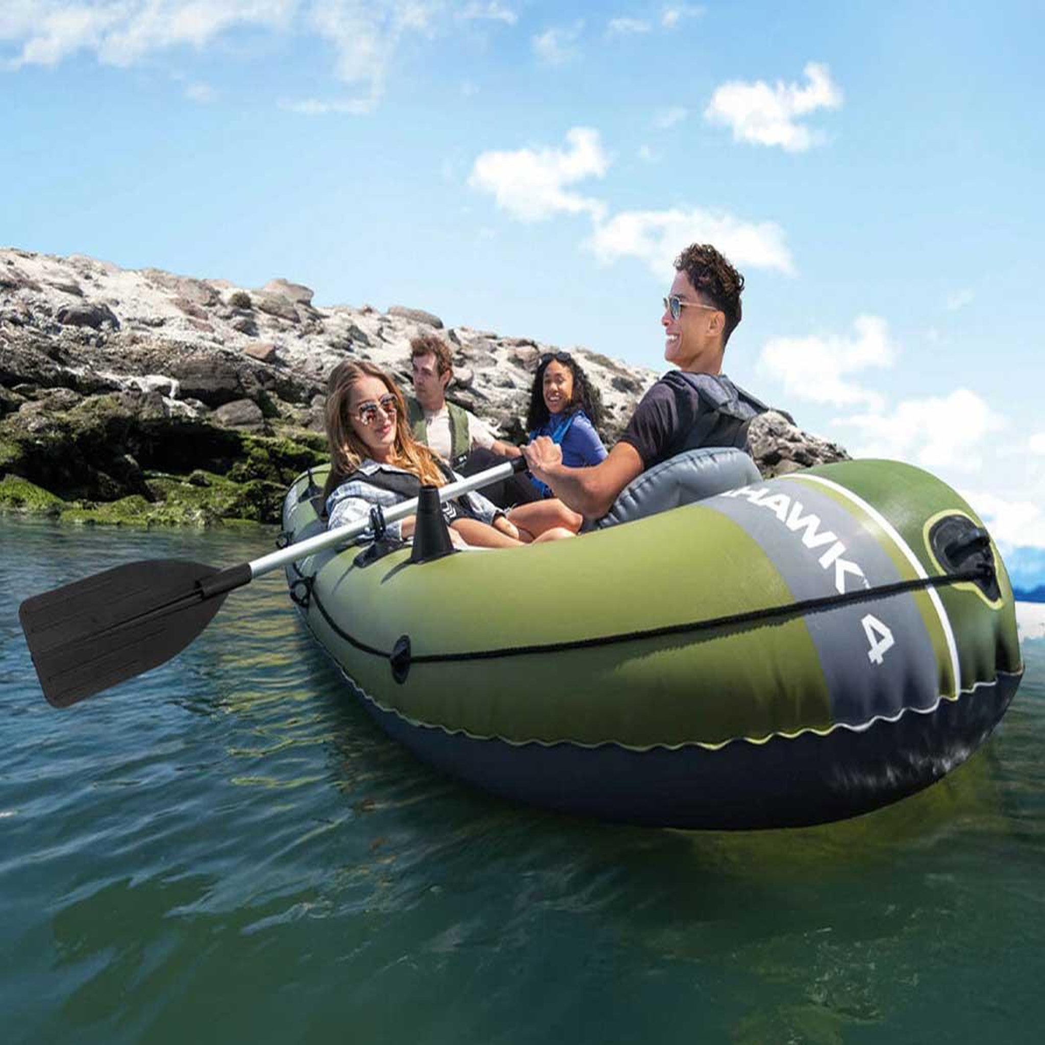 Voir la diapositive 5 : INTEX Kit bateau gonflable 4 places Seahawk 4 avec rames et gonfleur - Intex