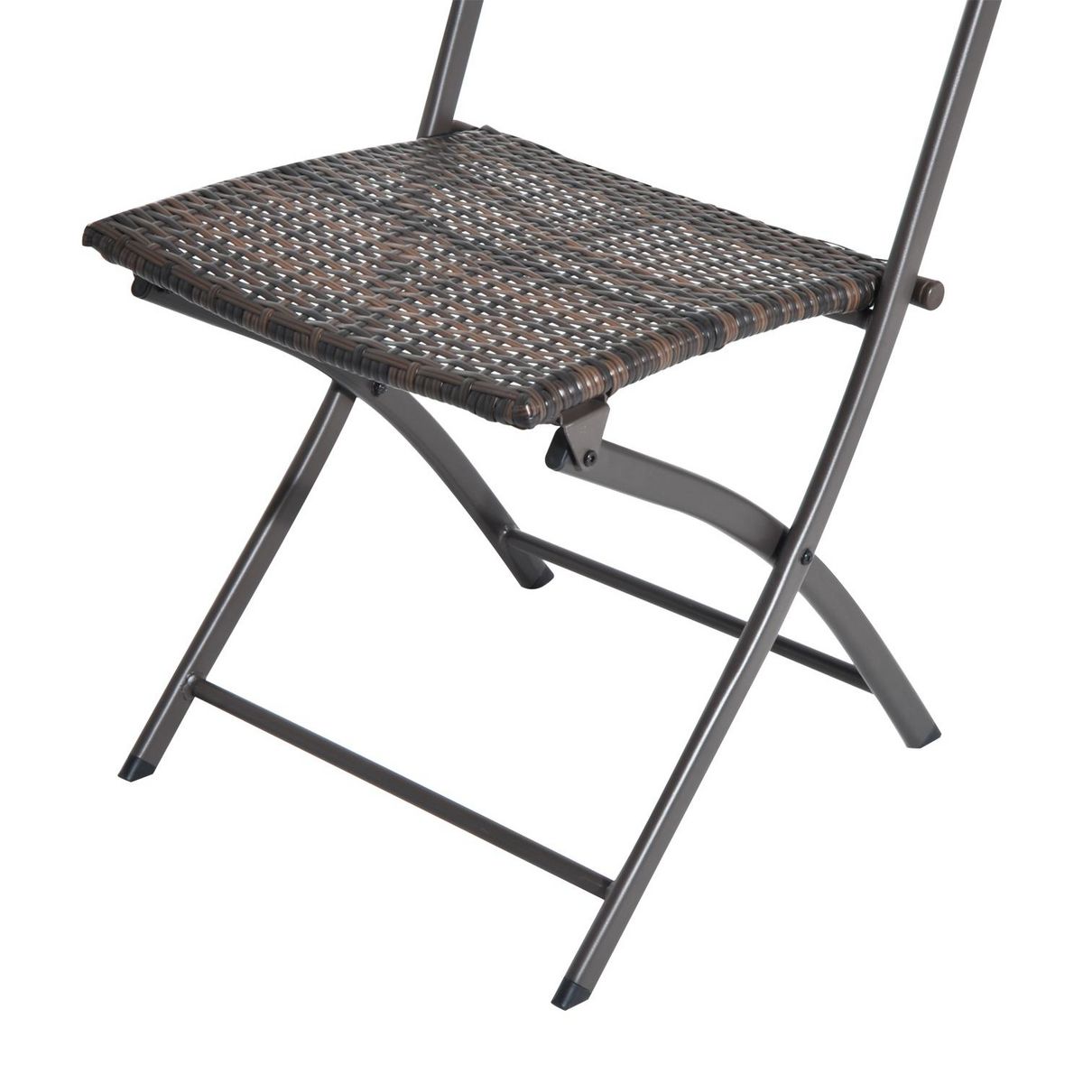 OUTSUNNY Ensemble meubles de jardin design table carré et chaises pliables résine tressée imitation rotin marron