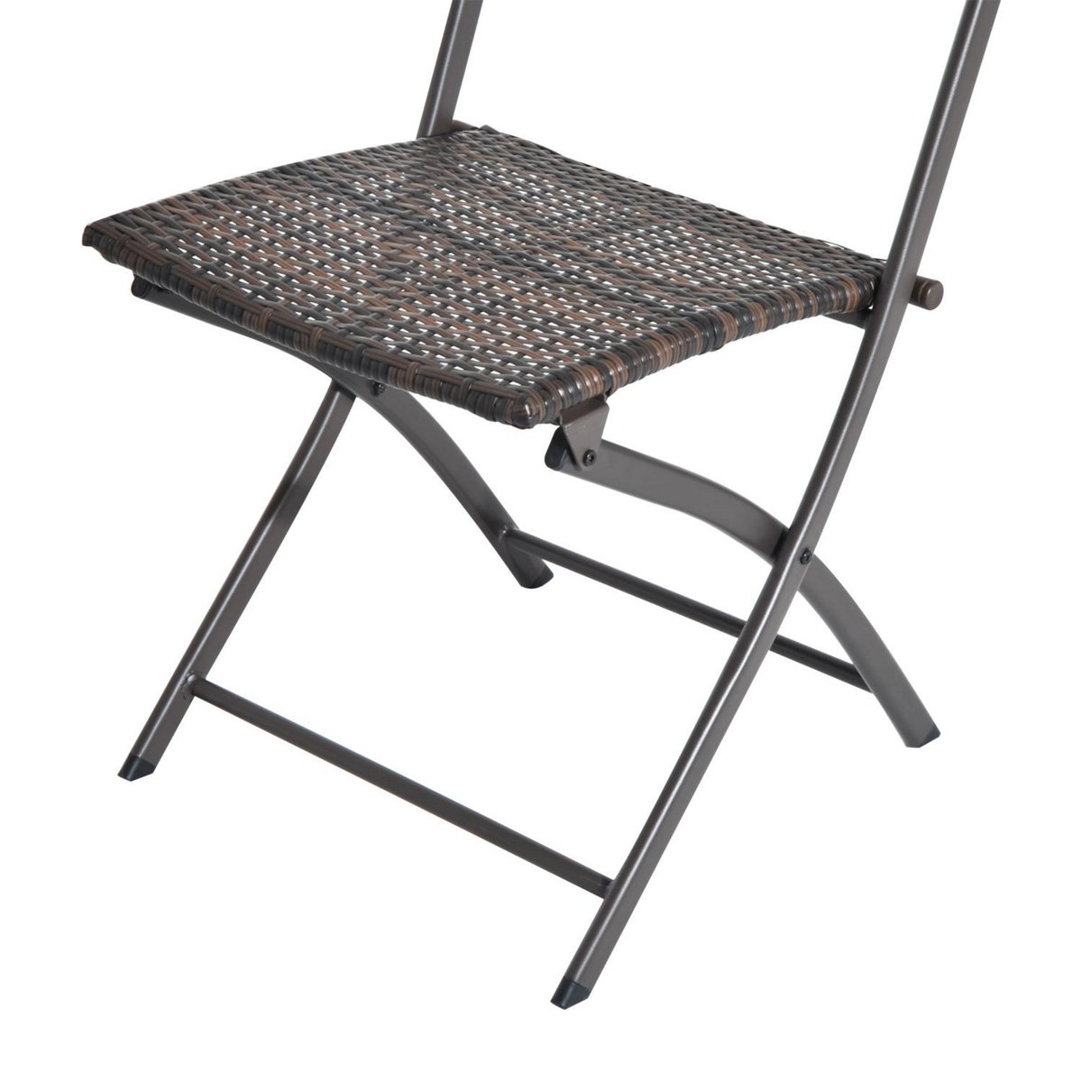 OUTSUNNY Ensemble meubles de jardin design table carré et chaises pliables résine tressée imitation rotin marron