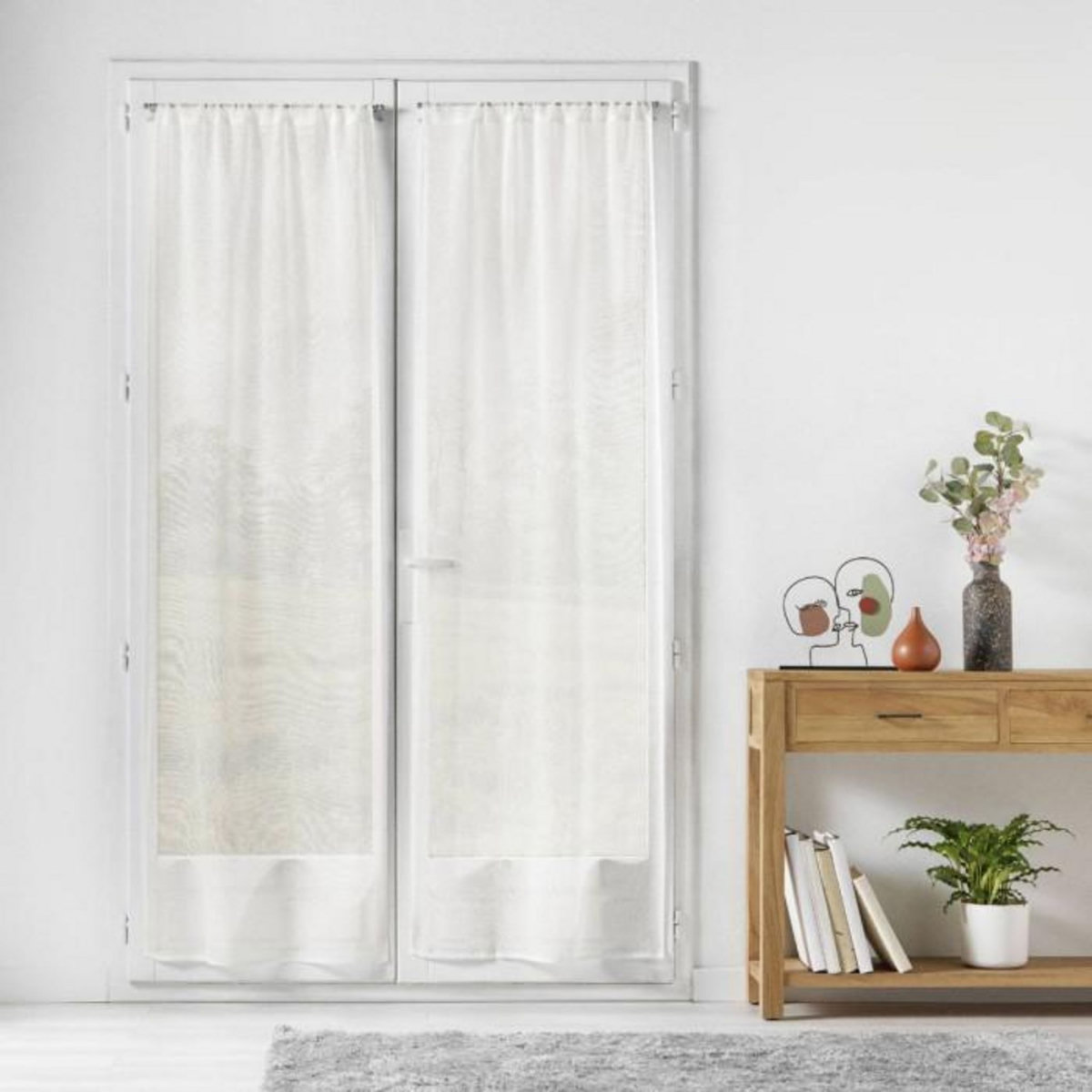 Paris Prix Paire de Voilages Passe-Tringle  Carlin  70x240cm Naturel