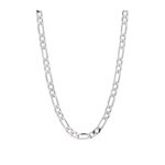 L'ATELIER D'AZUR Collier / Chaîne Homme Argent 925 - Maille Figaro Alternée 1+2 - 55cm