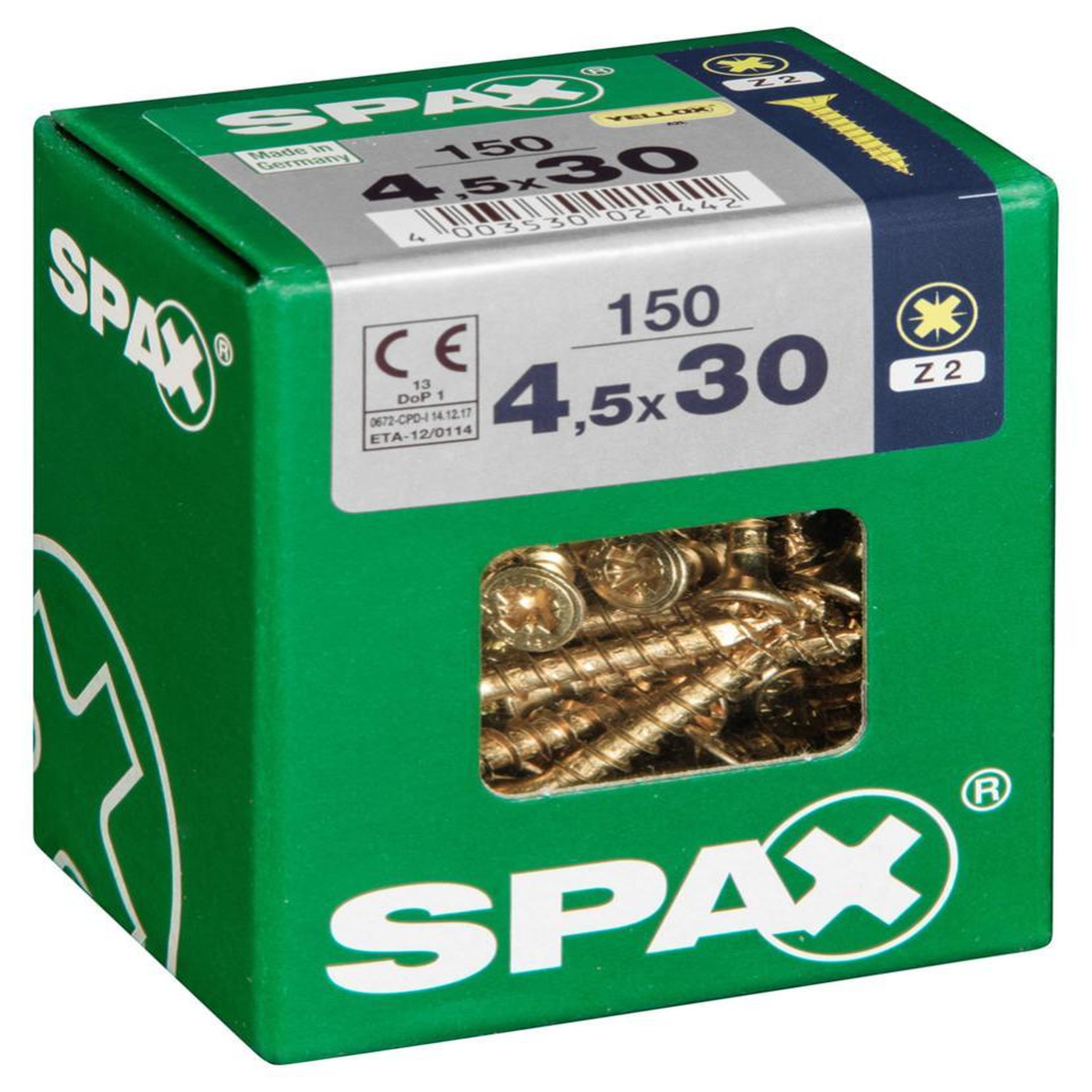 CENTRALE BRICO Lot de 150 vis acier tête fraisée pozidriv SPAX, Diam.4.5 mm x L.30 mm