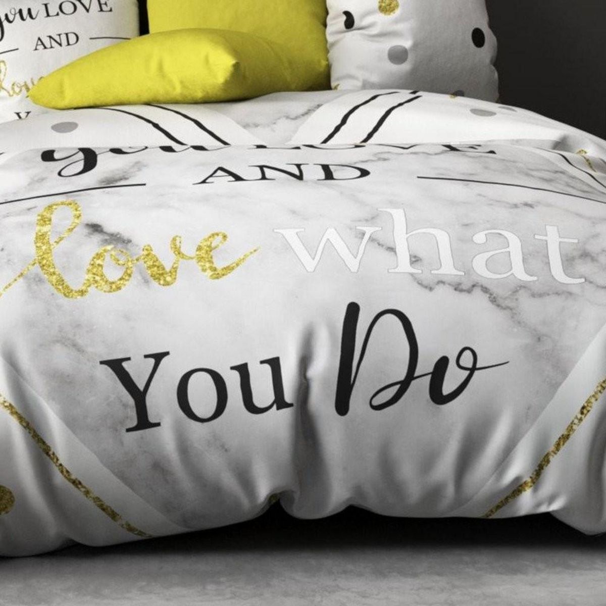 ATELIER DU COTON Housse de couette 240x220 WHAT + 2 taies coton