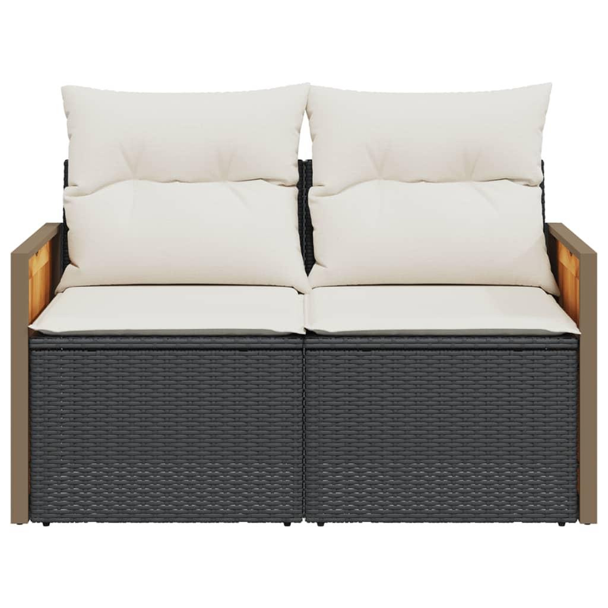 Voir la diapositive 4 : VIDAXL Canape de jardin avec coussins 2 places noir resine tressee