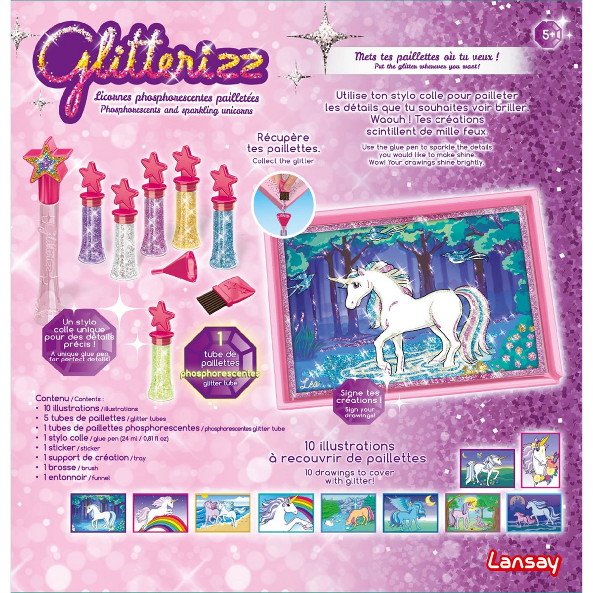 LANSAY  Glitterizz Licornes Phosphorescentes Pailletées