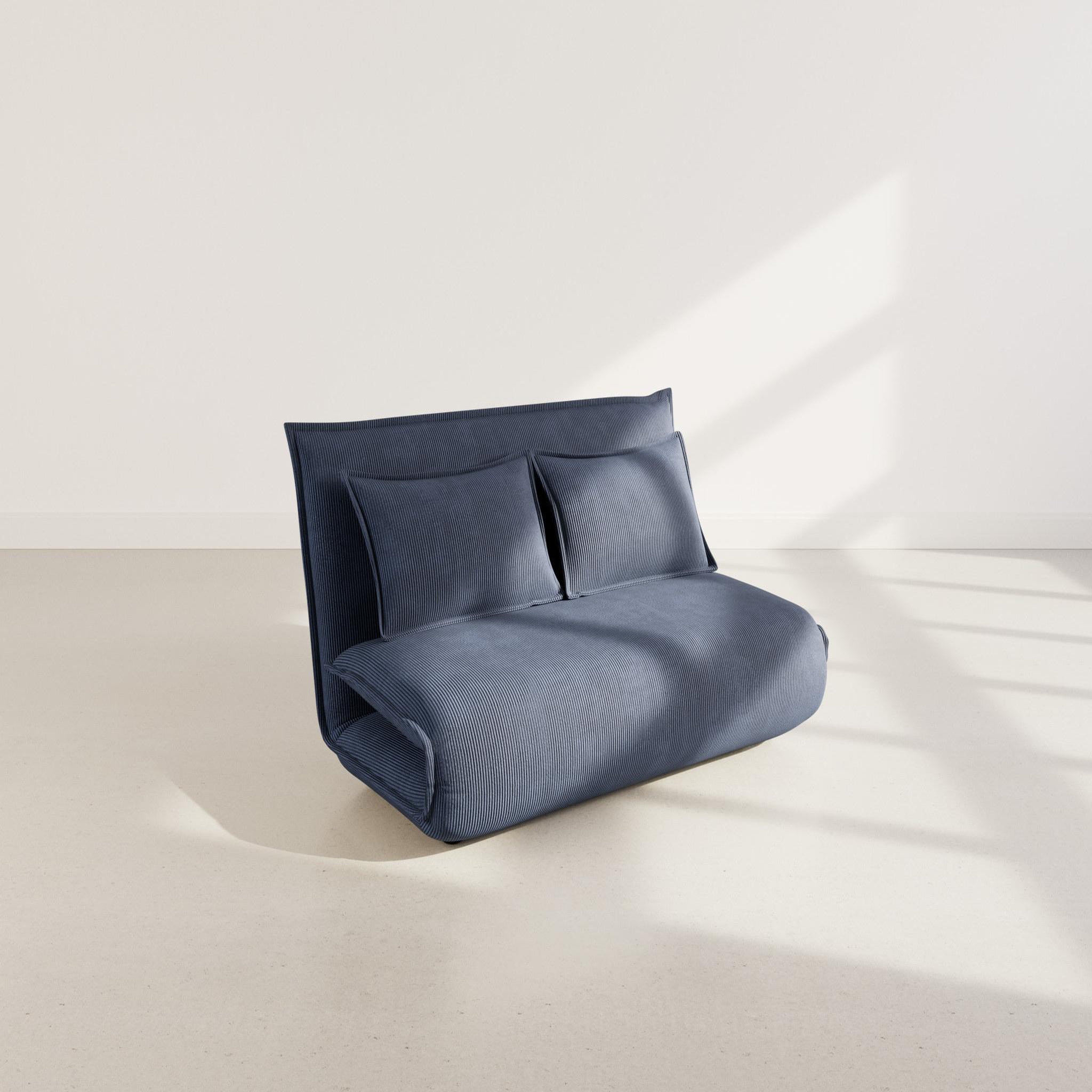 Voir la diapositive 6 : BEST MOBILIER Candice - banquette 2 places convertible clic-clac en velours côtelé
