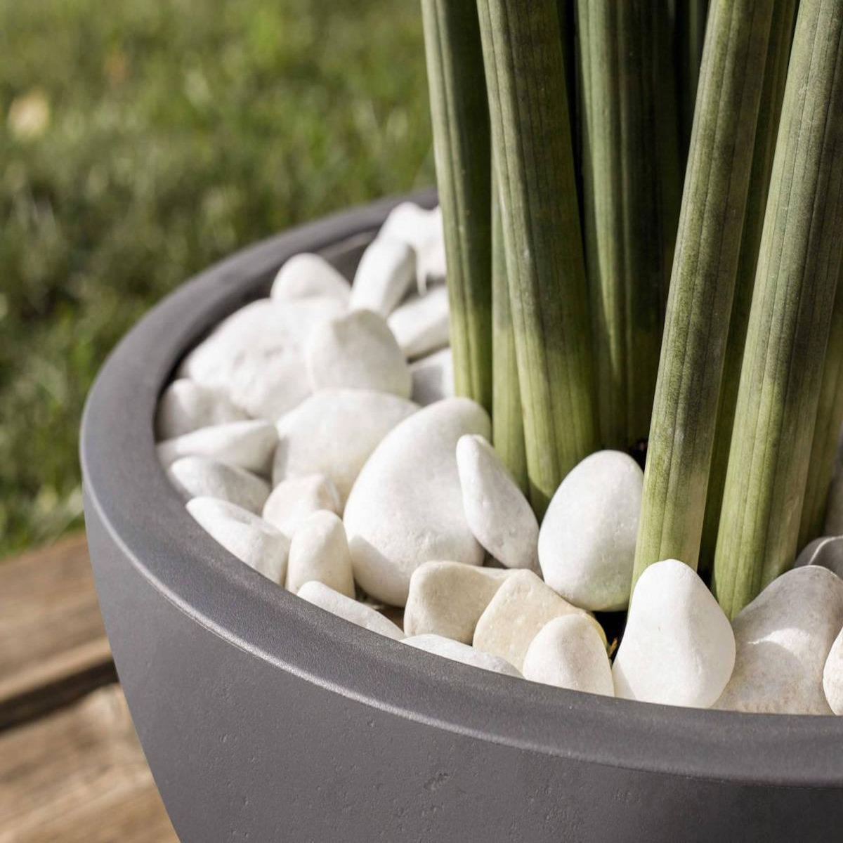 Eda Pot de fleurs vasque Basalt Up Ø 40 x 16,5 cm - 14,9 L - Gris anthracite - Eda