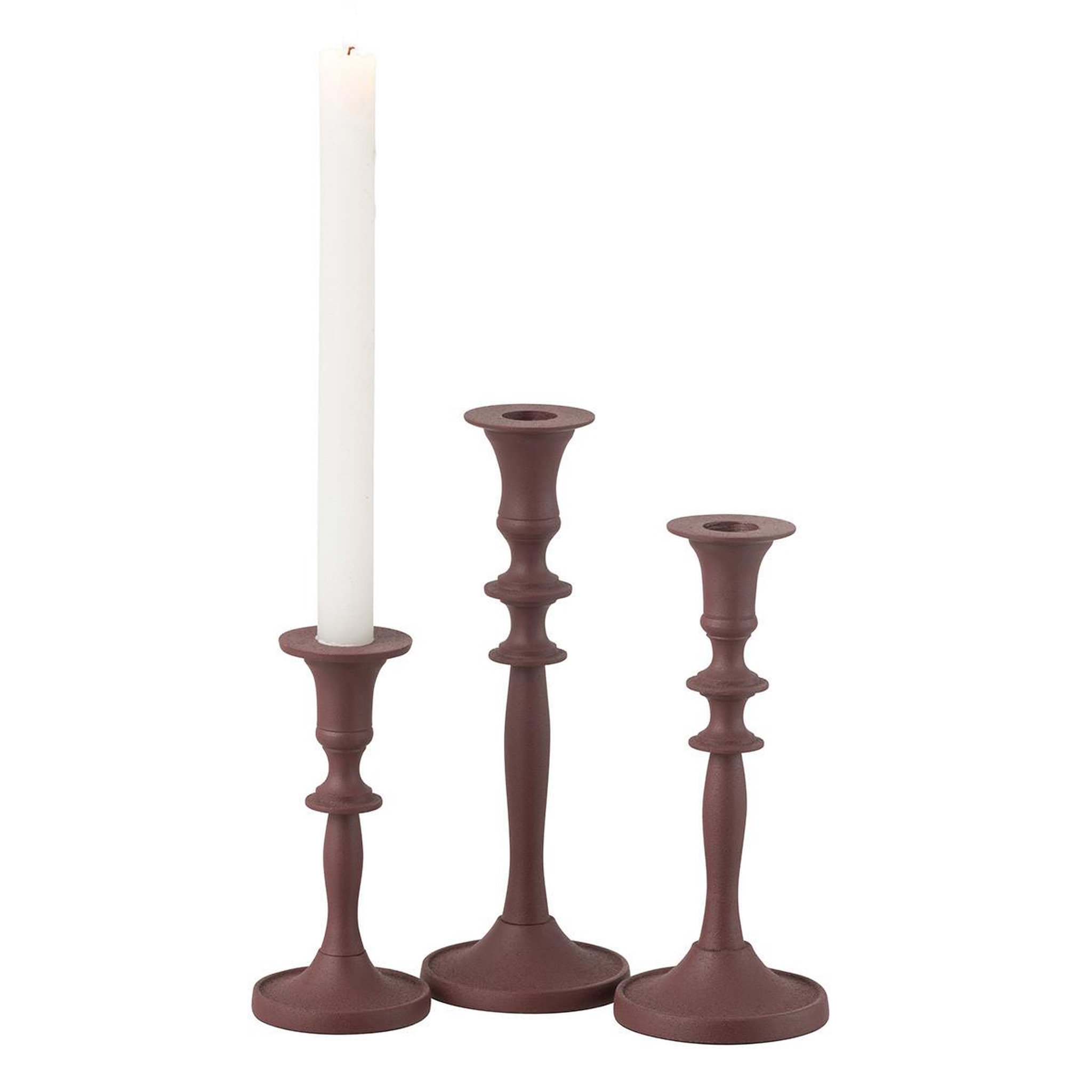 Voir la diapositive 3 : J-LINE Lot de 3 chandeliers  lise  23cm bordeaux