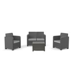 CONCEPT USINE Salon de jardin 4 places effet résine tressée gris GOA