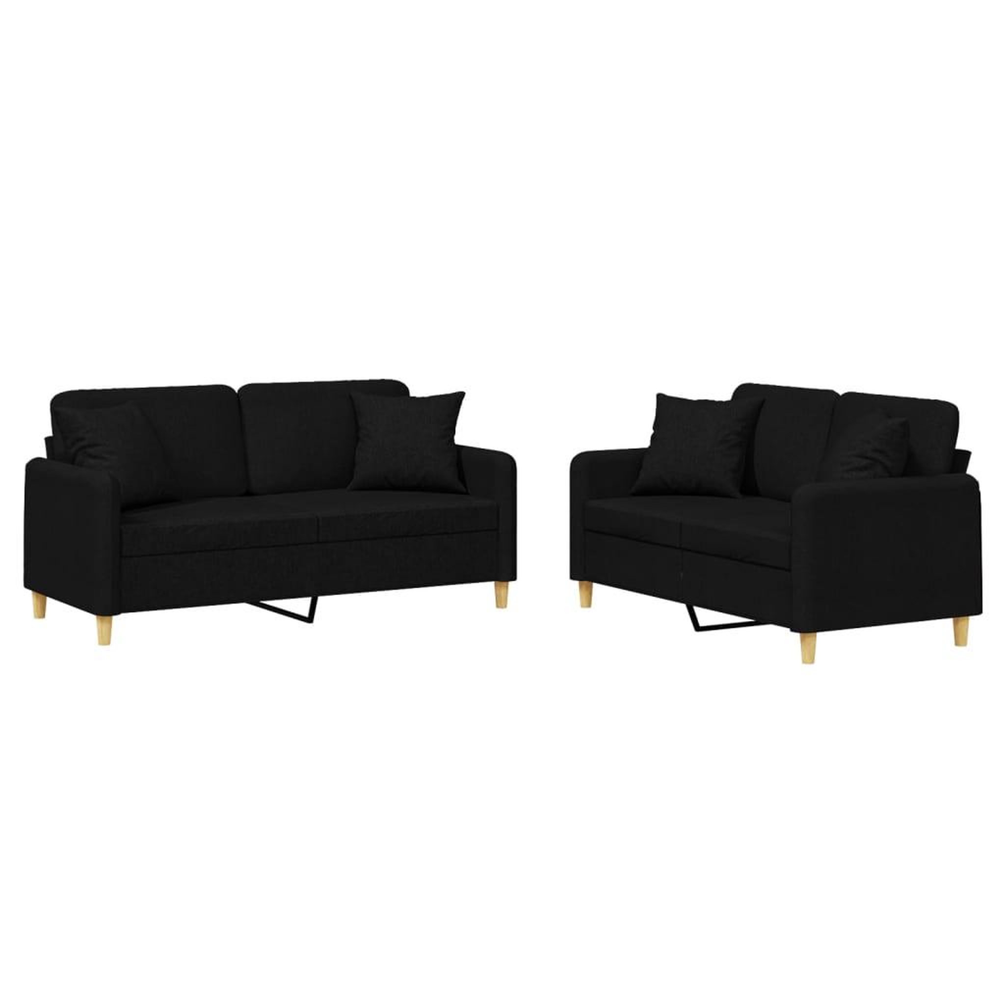 Voir la diapositive 2 : VIDAXL Ensemble de canapes 2 pcs avec coussins noir tissu