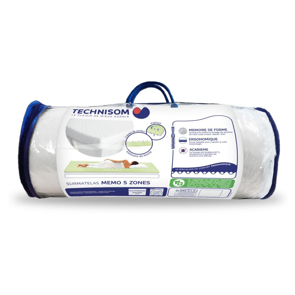 Surmatelas ergonomique à mémoire de forme 5 zones
