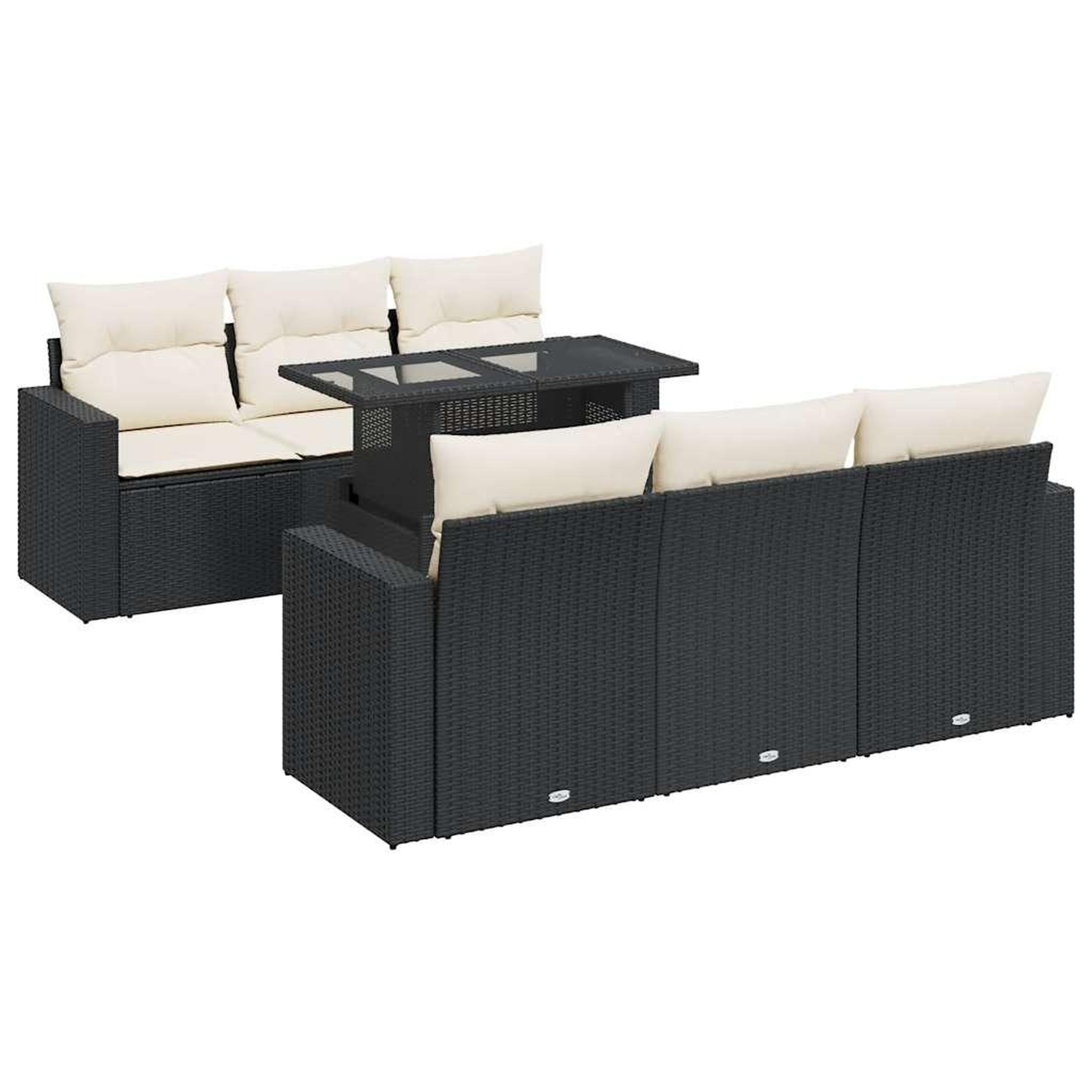 Voir la diapositive 2 : VIDAXL Salon de jardin 7 pcs avec coussins noir resine tressee