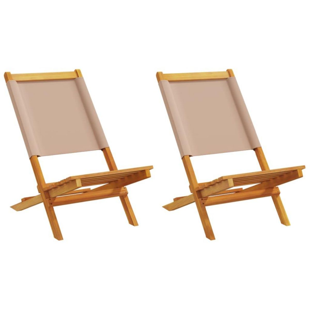 VIDAXL Chaises de jardin lot de 2 taupe bois d'acacia massif et tissu