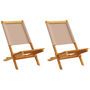 Voir la diapositive 1 : VIDAXL Chaises de jardin lot de 2 taupe bois d'acacia massif et tissu