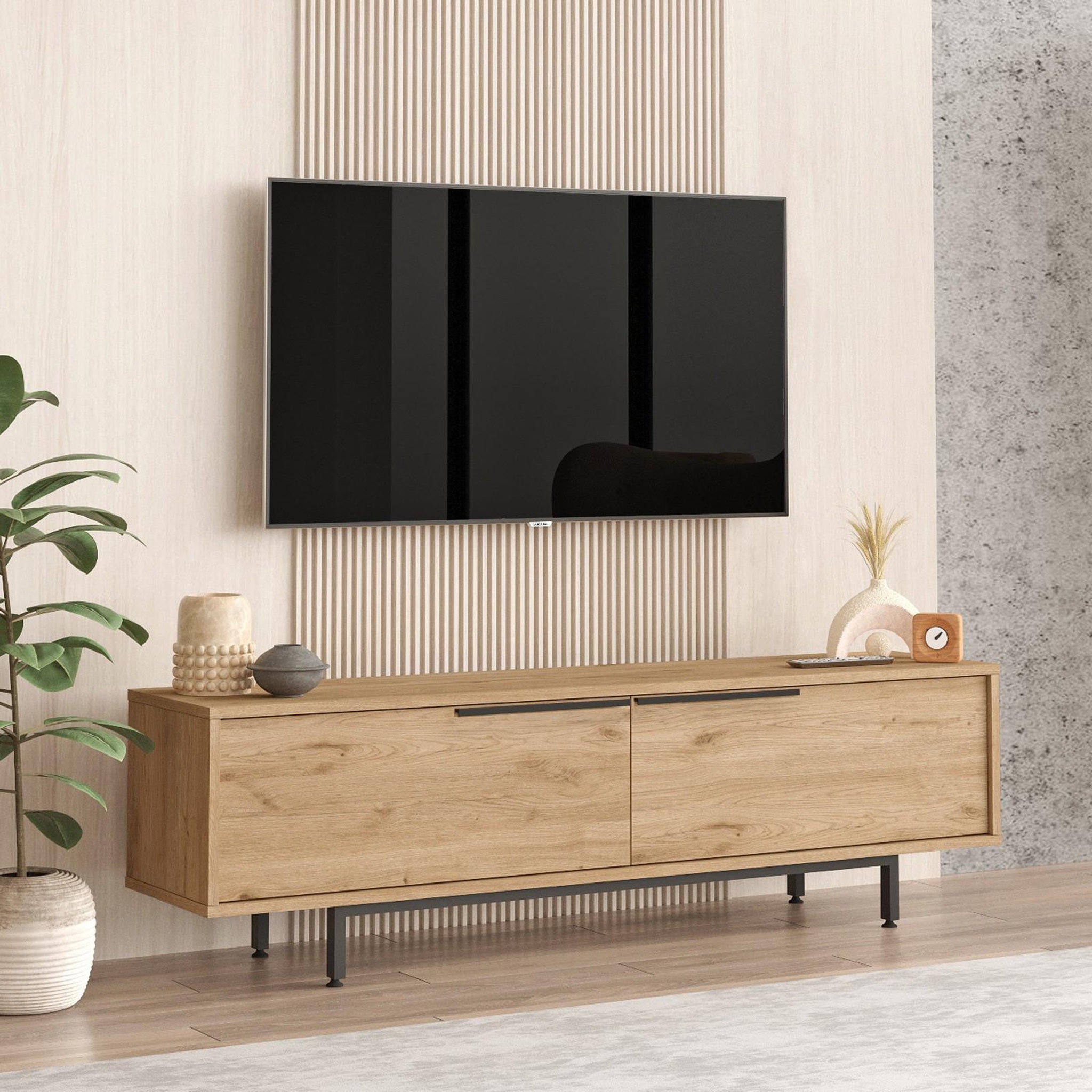 Voir la diapositive 3 : Habitat et Jardin Meuble tv en bois  calvin  - 160 x 35 x 45 cm - marron