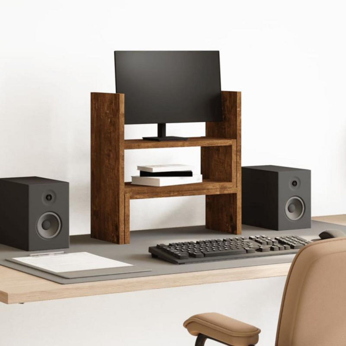 VIDAXL Organisateur de bureau réglable chêne fumé bois d ingénierie