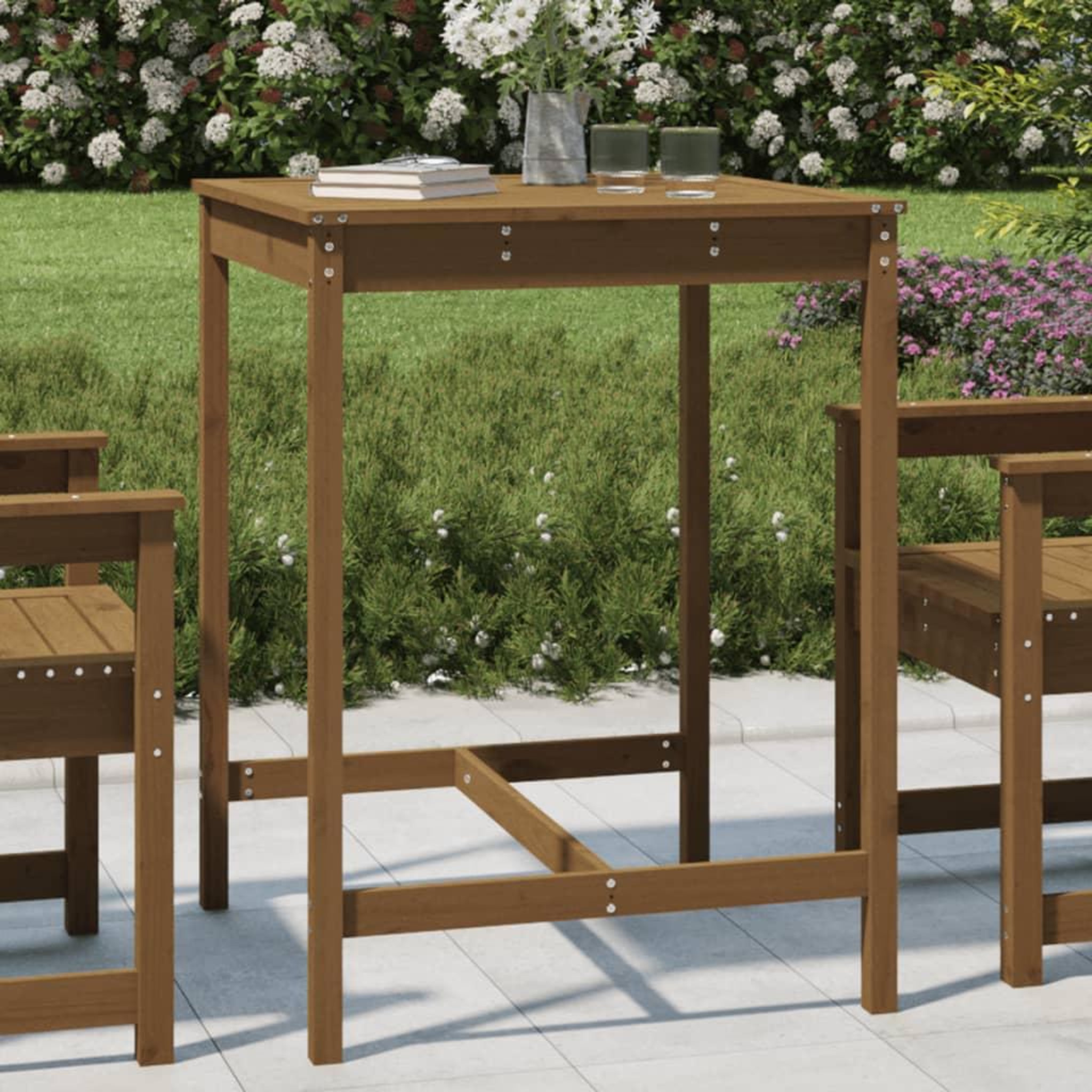 VIDAXL Table de jardin marron miel 82,5x82,5x110 cm bois massif de pin