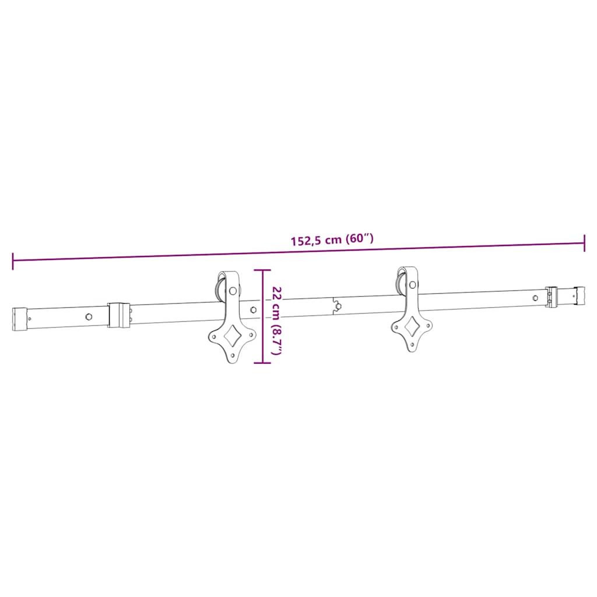 Voir la diapositive 6 : VIDAXL Kit de quincaillerie de porte coulissante 152,5 cm acier noir