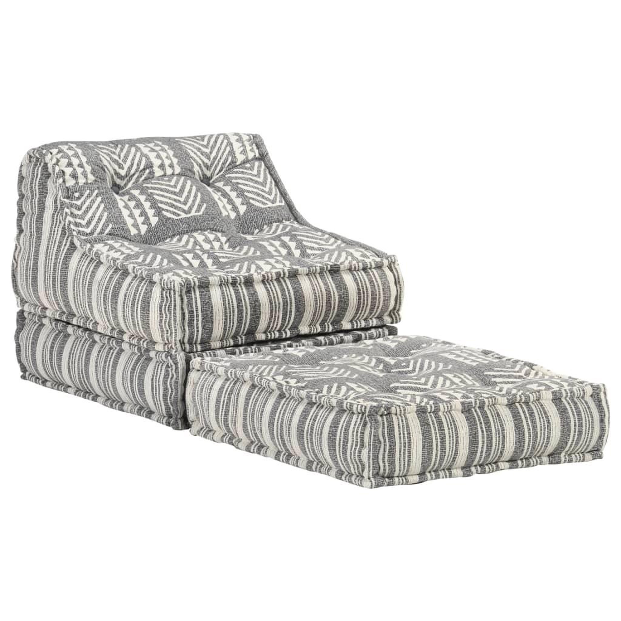 Voir la diapositive 2 : VIDAXL Pouf modulaire Gris raye Tissu