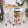 Voir la diapositive 2 : HOMCOM Chariot de service desserte de cuisine à roulettes multi-rangements 3 paniers métal + tiroir + rallonges MDF blanc chêne clair
