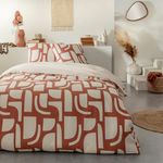 FUTURE HOME Parure de lit 2 personnes géométrique bicolore. Coloris disponibles : Orange