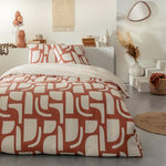 FUTURE HOME Parure de lit 2 personnes géométrique bicolore. Coloris disponibles : Orange