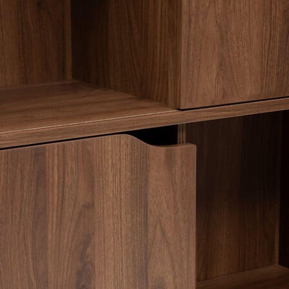 FIVE Bibliothèque 8 niches et 2 portes coulissantes effet noyer SLIDY - Marron