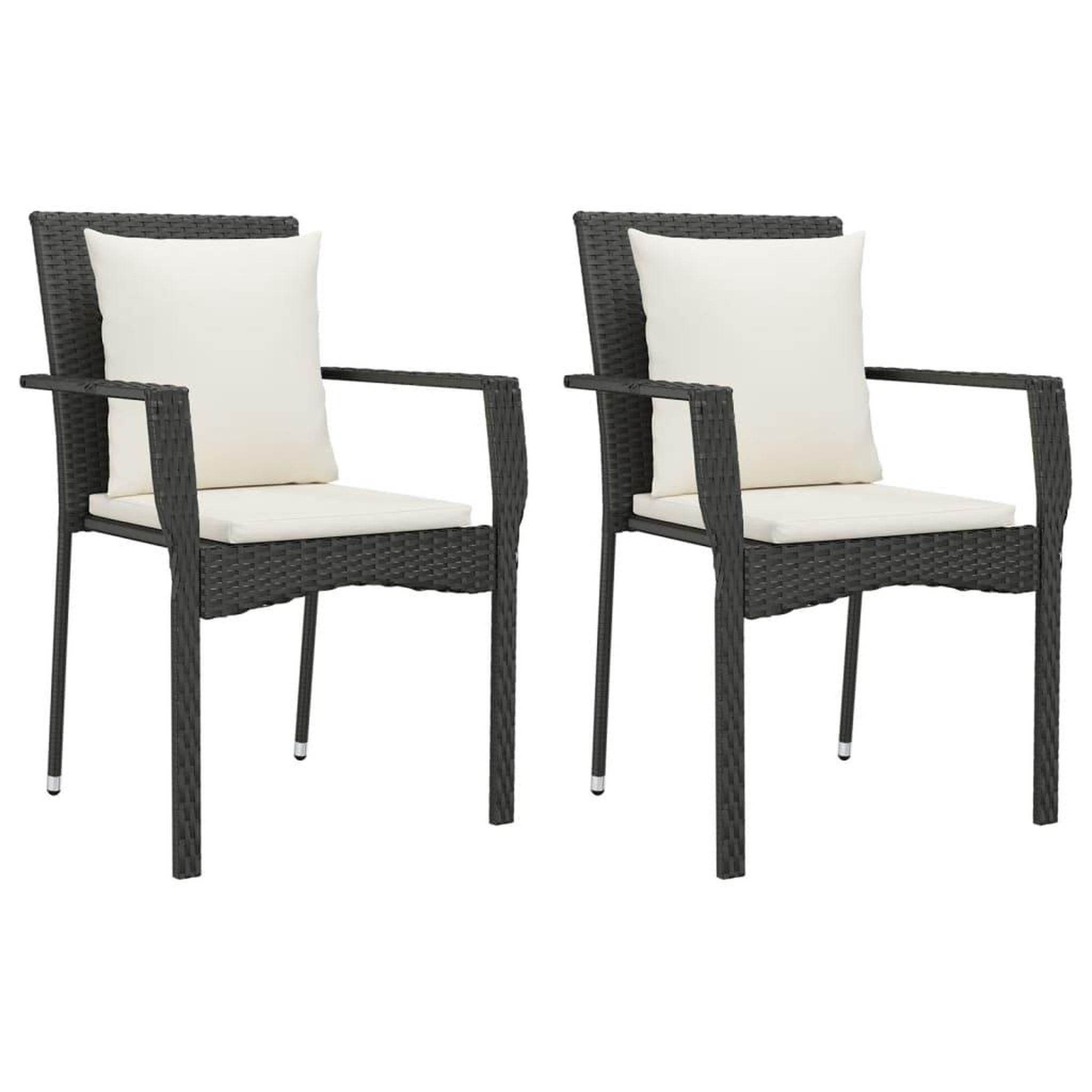Voir la diapositive 3 : VIDAXL Ensemble a manger de jardin 9pcs coussins noir resine tressee