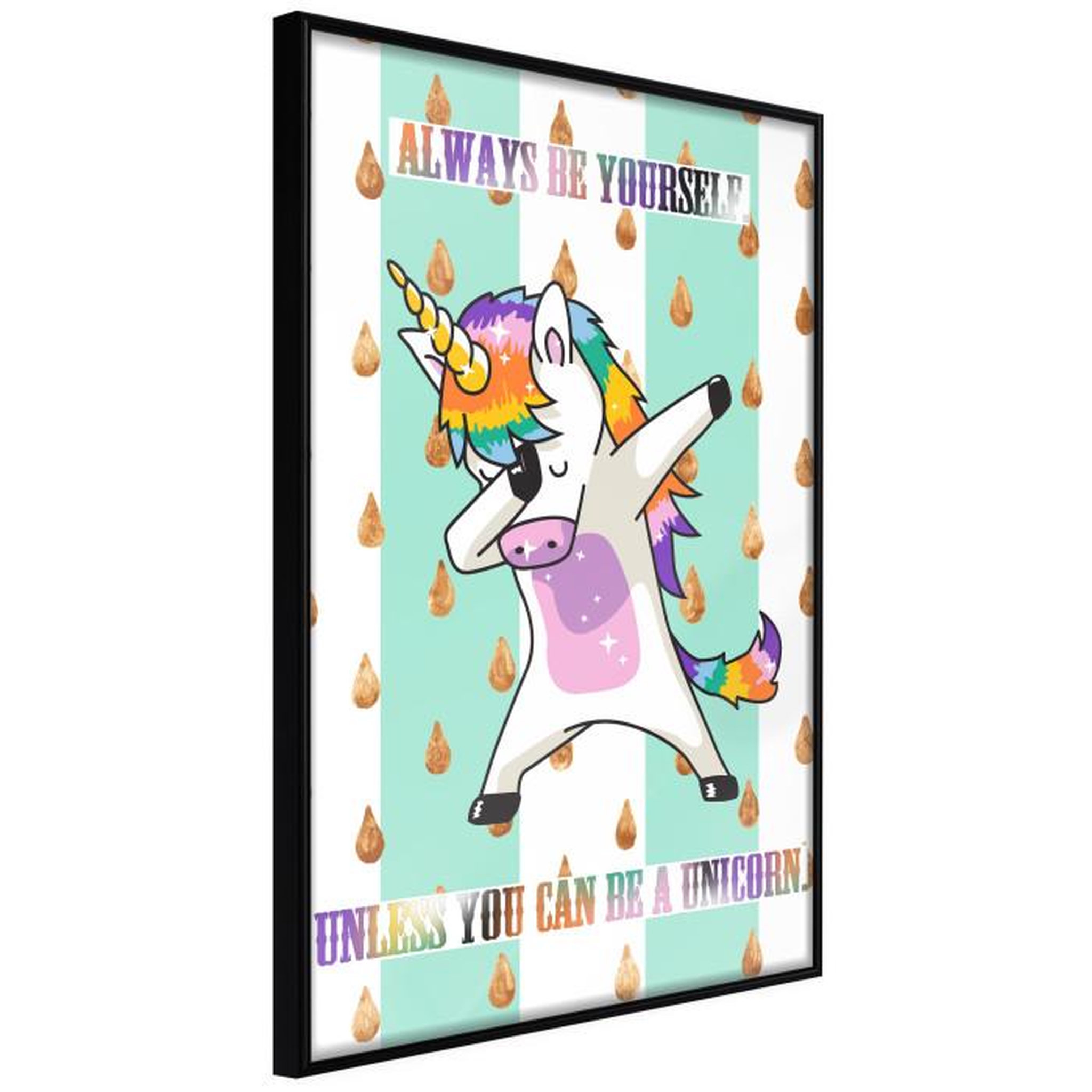 Paris Prix Affiche Murale Encadrée  Dabbing Unicorn. Coloris disponibles : Jaune, Noir