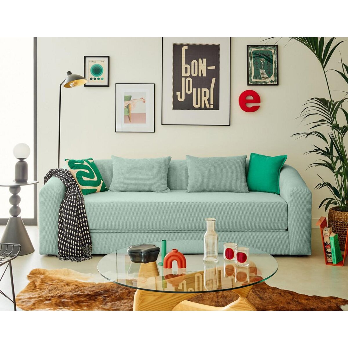 BEST MOBILIER Nuvia - canapé convertible déplimousse 3 places en velours texturé