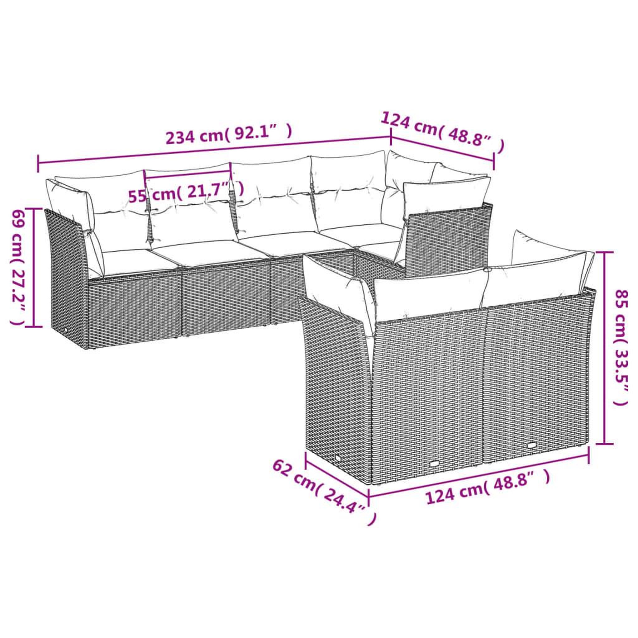 Voir la diapositive 4 : VIDAXL Salon de jardin avec coussins 7 pcs gris resine tressee